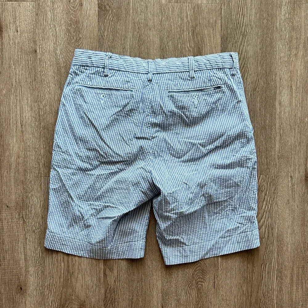 Polo by Ralph Lauren Men's Seersucker Shorts Blue White Striped 32 Classic Fit‎